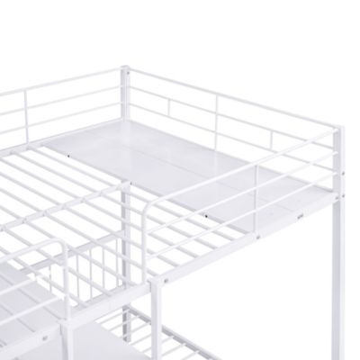 Streamdale Full Over Twin Metal Bunk Bed With Built-In Desk, Shelves And Ladder