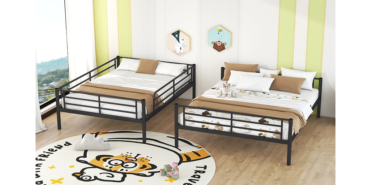 Simplie Fun Full Xl Over Queen Metal Bunk Bed, White