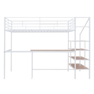 Streamdale Full Size Metal Loft Bed With Desk And Lateral Storage Ladder