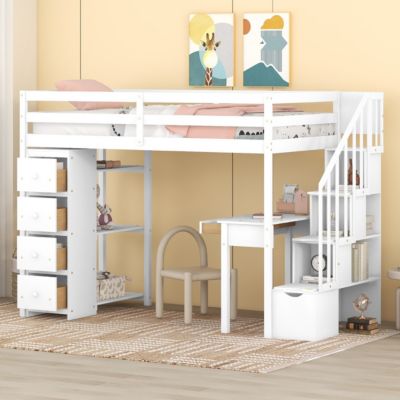 Streamdale Twin Loft Bed with Storage, Desk, and Stairs