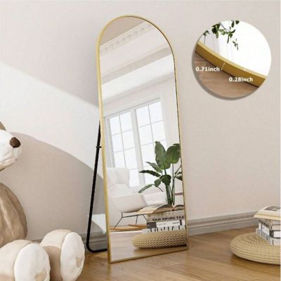 Arched Free Stand Mirror 18"x58" in Gold