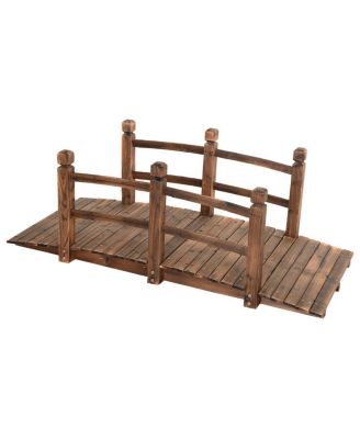 5' Wooden Garden Bridge Arc Stained Finish Footbridge Decorative