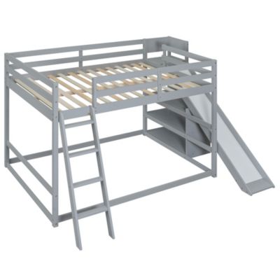 Streamdale Full Over Full Bunk Bed With Ladder, Slide And Shelves