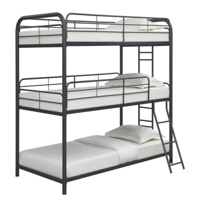 Triple Bunk Bed, Twin/Twin/Twin, Black