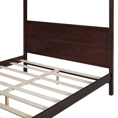 Streamdale Queen Canopy Platform Bed with Headboard (Espresso)
