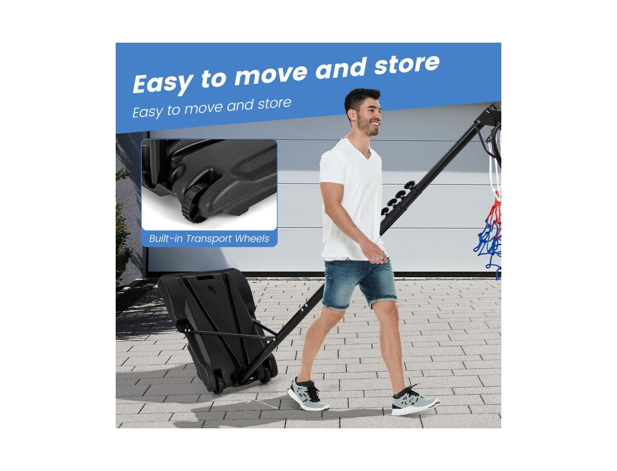 Slickblue 8.5 to 10 Ft Adjustable Portable Basketball Hoop Stand with Fillable Base and 2 Wheels