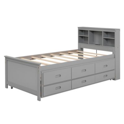 Streamdale Twin Bed with Storage Headboard, Trundle and Drawers