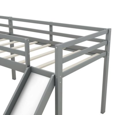 Streamdale L-Shaped Twin Size Loft Bed With Ladder And Slide, Gray