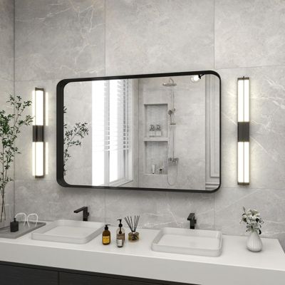 Rectangular Wall Mounted Mirror 22"x30" in Black