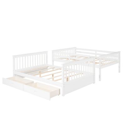 Streamdale Espresso Bunk Bed with Drawers and Ladders