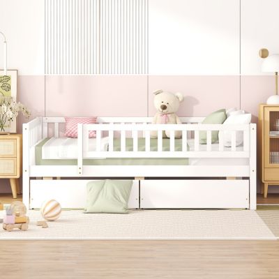 Full Size Daybed Wood Bed With Two Drawers