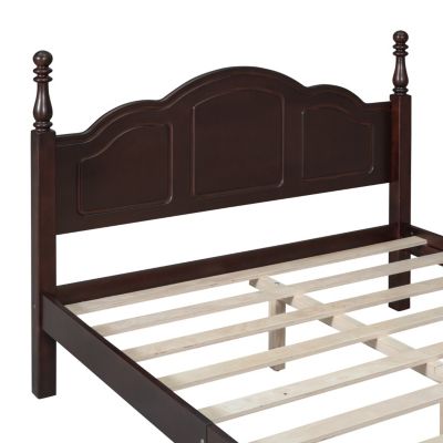 Streamdale White Retro Platform Bed with Wood Slats