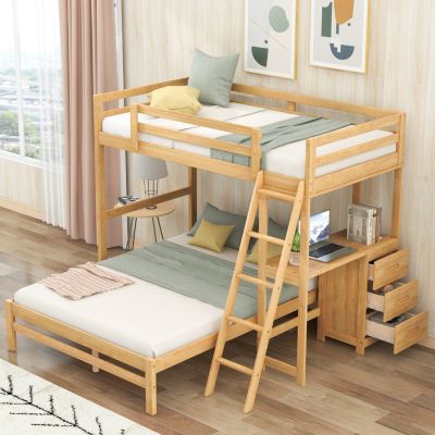 Streamdale Twin Over Full Bunk Bed With Built-In Desk And Three Drawers