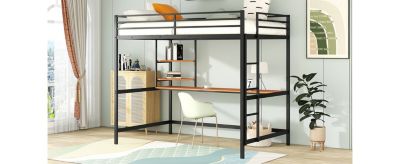 Streamdale Full Metal Loft Bed With Desk And Shelves
