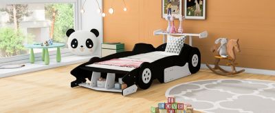 Streamdale Twin Size Race Car-Shaped Platform Bed With Wheels, Red