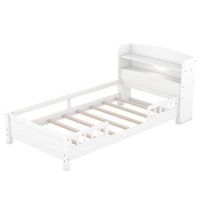 Streamdale Twin Platform Bed with Headboard Storage and LED Lights
