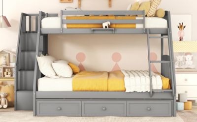 Streamdale Twin-Over-Full Bunk Bed With Drawers, Ladder And Storage Staircase