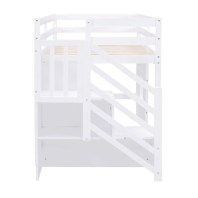 Twin Size Loft Bed With Storage Staircase And Window.