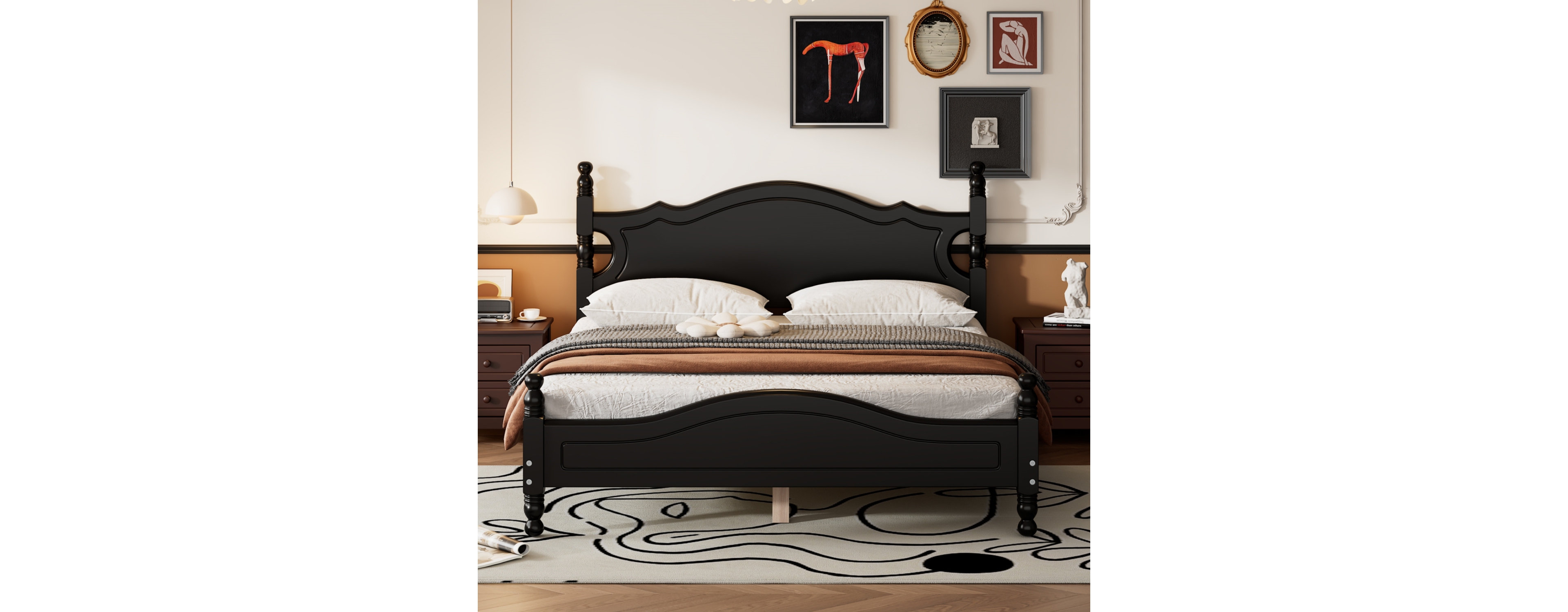 Streamdale Queen Retro Platform Bed with Slat Support
