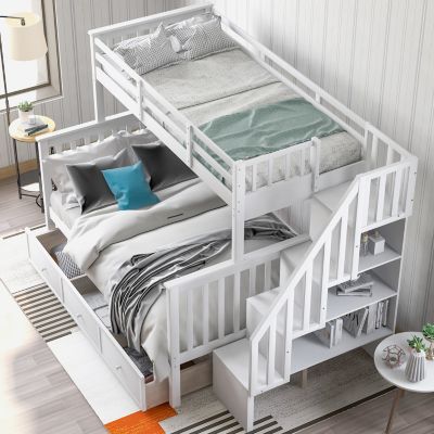 Streamdale Stairway Twin Over Full Bunk with Storage and Rail