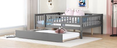 Streamdale Full Size Wood Daybed With Trundle And Fence Guardrails