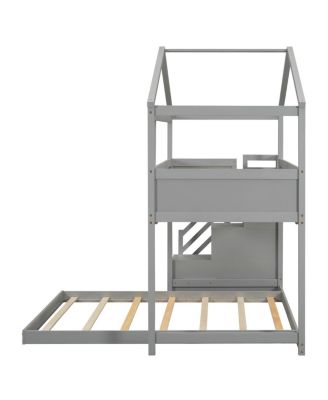  Twin Over Full House Bunk Bed With Storage Staircase And Board