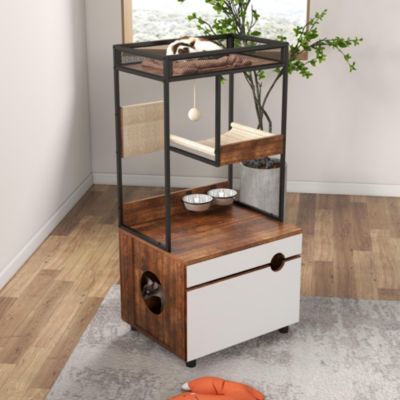 Streamdale Rustic Cat Furniture with Litter Box Enclosures