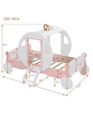 Princess Carriage Bed with Wood Platform