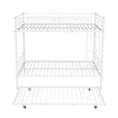 Streamdale Full Over Full Metal Bunk Bed With Trundle, Silver