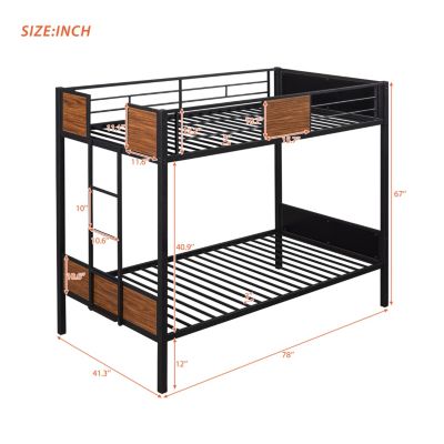 Modern Steel Bunk Bed with Safety Rail