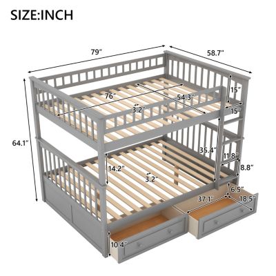 Streamdale Full Over Full Bunk Bed With Drawers, Convertible Beds