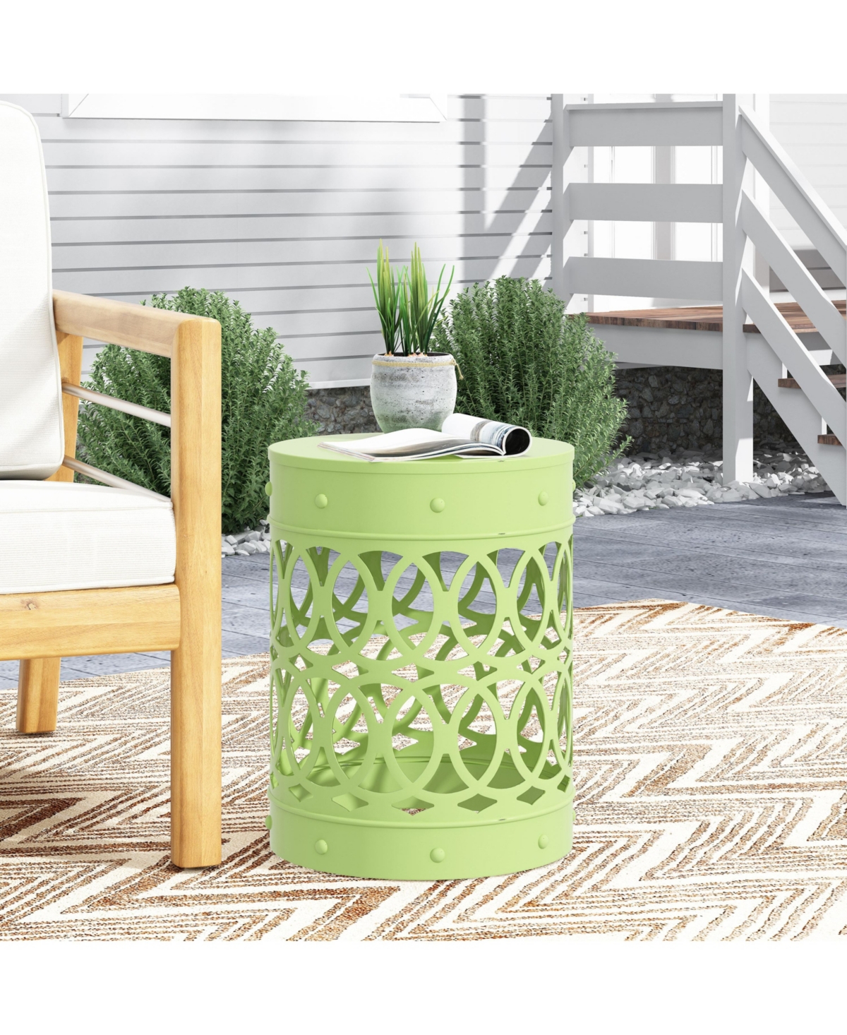 Streamdale Modern Geometric Iron Cut Side Table Chic, Durable
