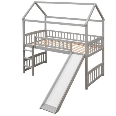 Streamdale Twin Loft Bed With Slide, House Bed With Slide