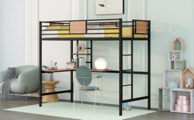 Streamdale Twin Metal Loft Bed With Desk And Shelve