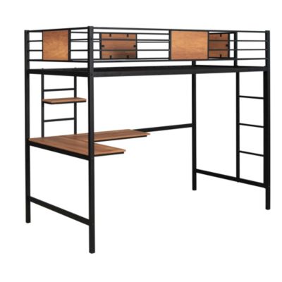 Streamdale Twin Metal Loft Bed With Desk And Shelve
