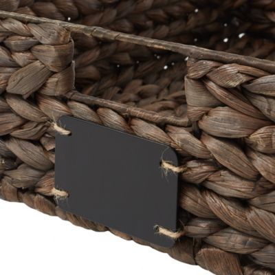 (Set of 4) Water Hyacinth 10&amp;#x22;x13&amp;#x22;x5&amp;#x22; Pantry Baskets w/ Chalkboard Labels and Marker - Espresso, Woven Storage Bins for Kitchen Shelves