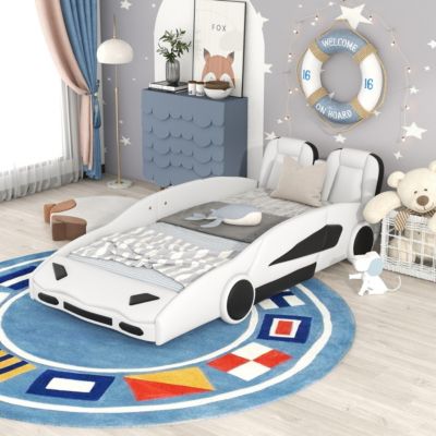 Streamdale Twin Size Race Car-Shaped Platform Bed With Wheels