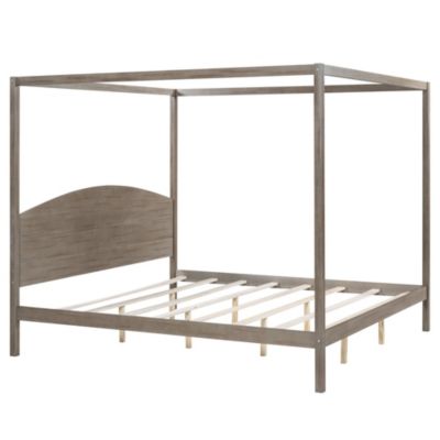Streamdale King Size Canopy Platform Bed With Headboard And Support Legs, Wash