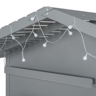 Streamdale Twin House Bed with Shelves, Window, and Lights