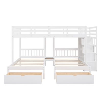 Triple Size Wood Bunk Bed with Drawers &acirc;€“ Bunk Bed