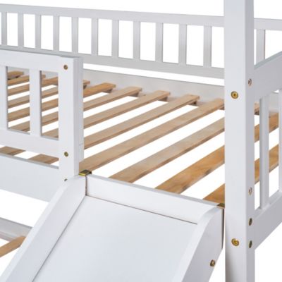 Streamdale Twin Over Twin Bunk Bed With Slide, House Bed With Slide