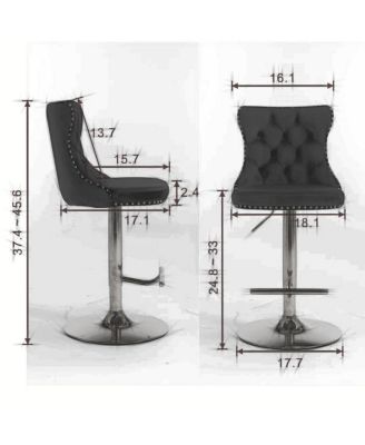 Adjustable Swivel Velvet Barstools, Set of 2