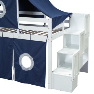 Twin Size Loft Bed with Tent and Tower