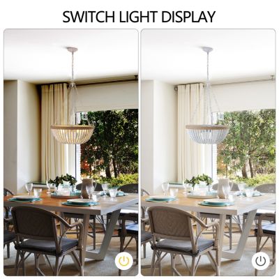 Streamdale Bohemian style Wood Beaded Chandelier Oak White