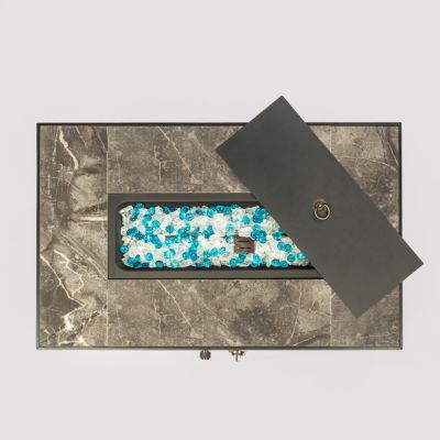 Streamdale Rattan Gas Fire Table with Tile Tabletop