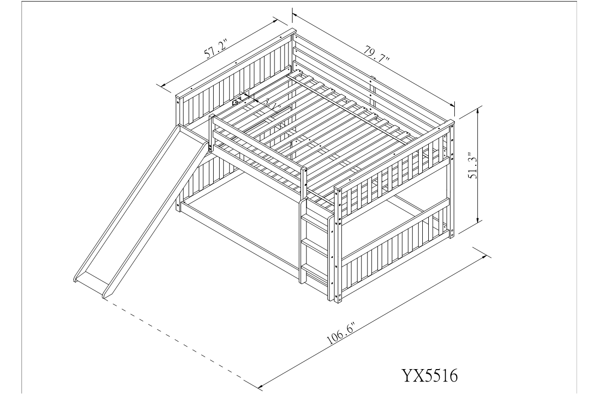 Simplie Fun Full Over Full Bunk Bed With Slide Ii