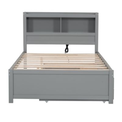 Full Size Platform Bed With Trundle, Drawers And USB Plugs