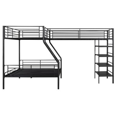 Twin Metal Loft & Bunk Bed with Shelves