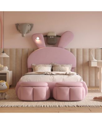 Streamdale Kids Twin Bed with Cartoon Headboard & Light