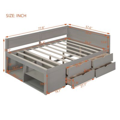 Full Size Daybed With Drawers And Shelves
